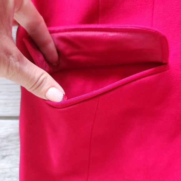 Apostrophe Red Woman Blazer Jacket Sz 10 Petite Collared Pockets Preppy Business - Picture 13 of 14